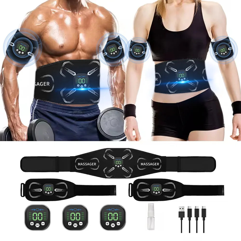 Portable EMS Muscle Stimulator Set – Electric Abdominal Belt & Arm