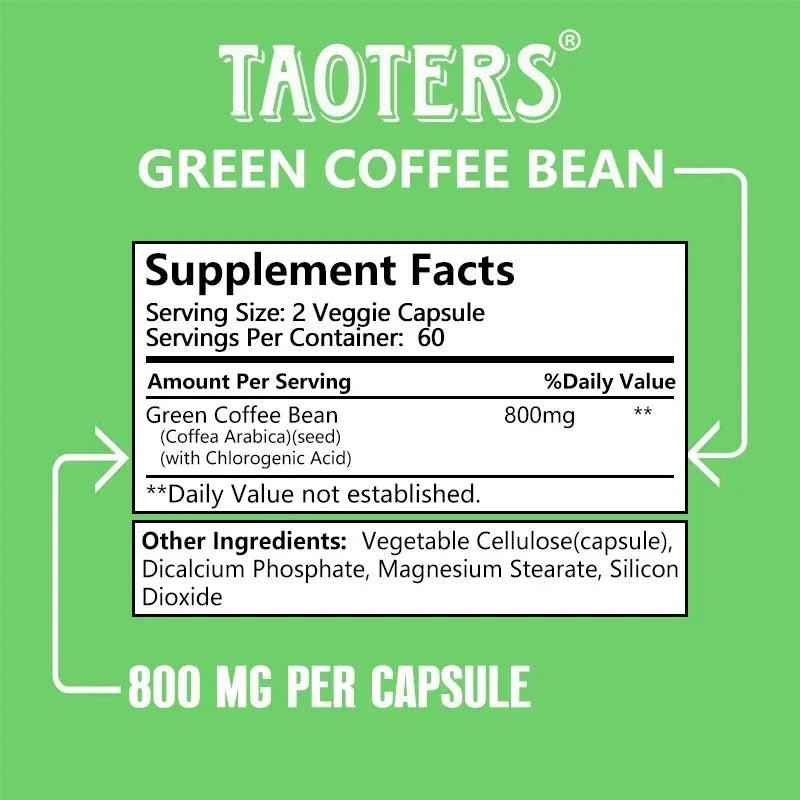 Green Coffee Bean Weight Loss Supplement, 1200 mg - Boosts
