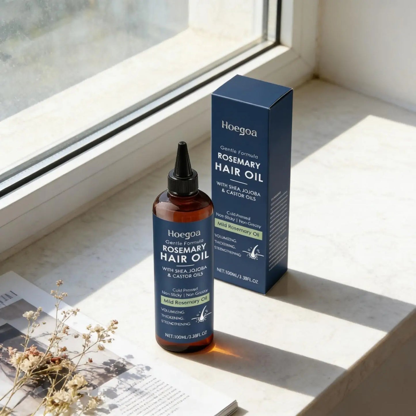 Hoegoa Rosemary Oil for Hair Growth Products Thicken Smooth Hair