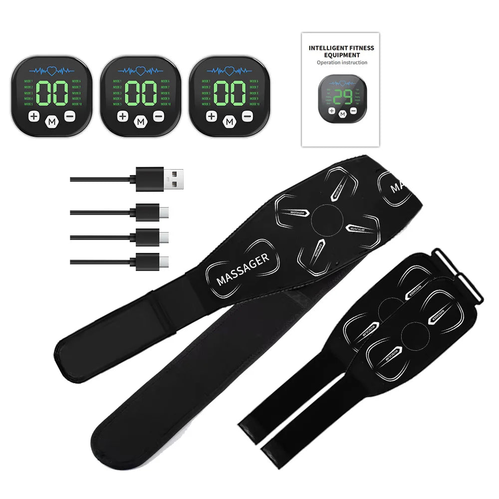 Portable EMS Muscle Stimulator Set – Electric Abdominal Belt & Arm