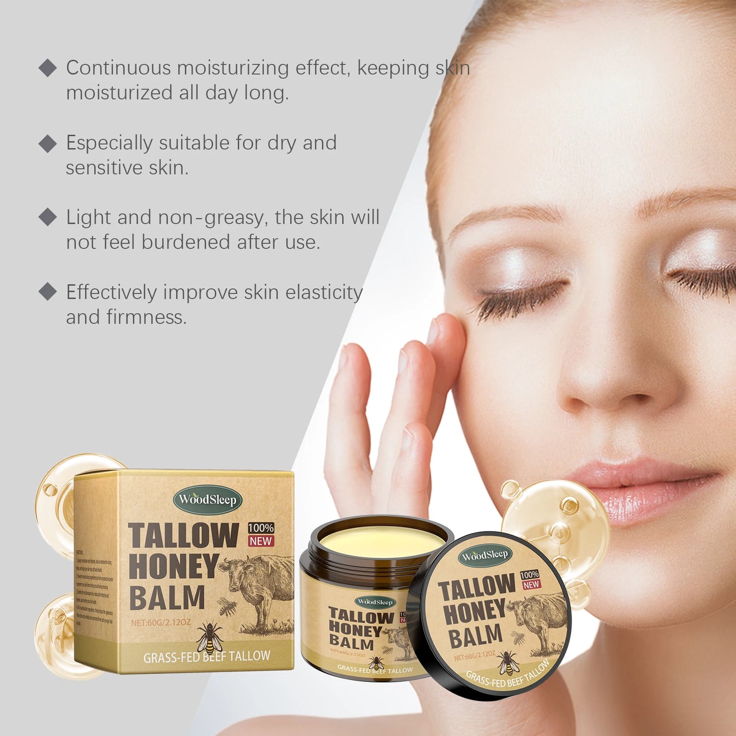 Woodsleep Cow Cream Facial Moisturizing Honey Balm Wrinkles