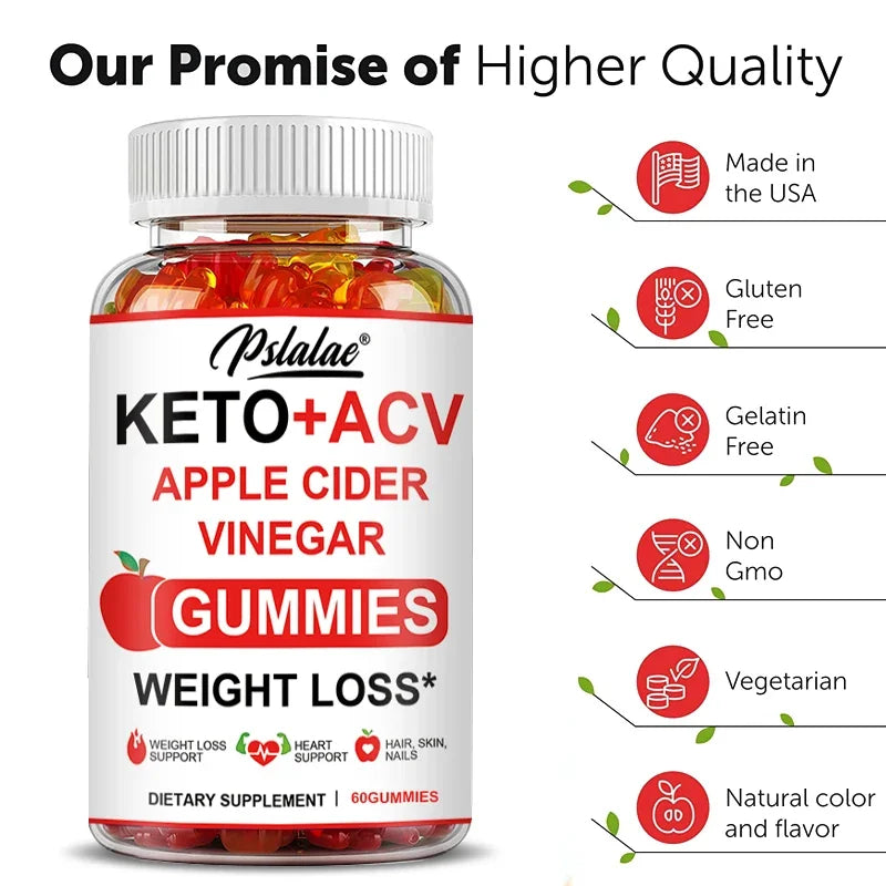 Keto Apple Cider Vinegar Gummies -  Helps with Weight Loss, Whitens