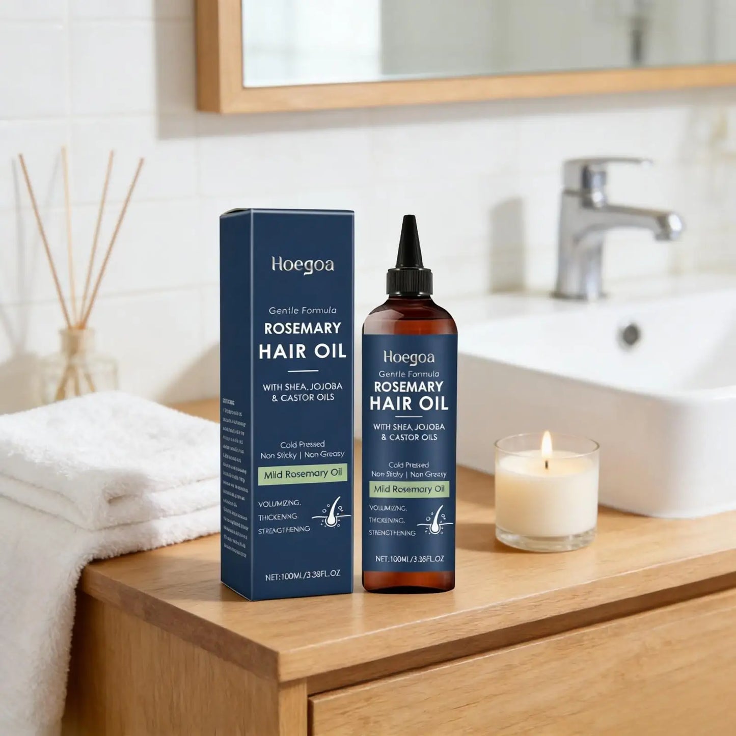 Hoegoa Rosemary Oil for Hair Growth Products Thicken Smooth Hair